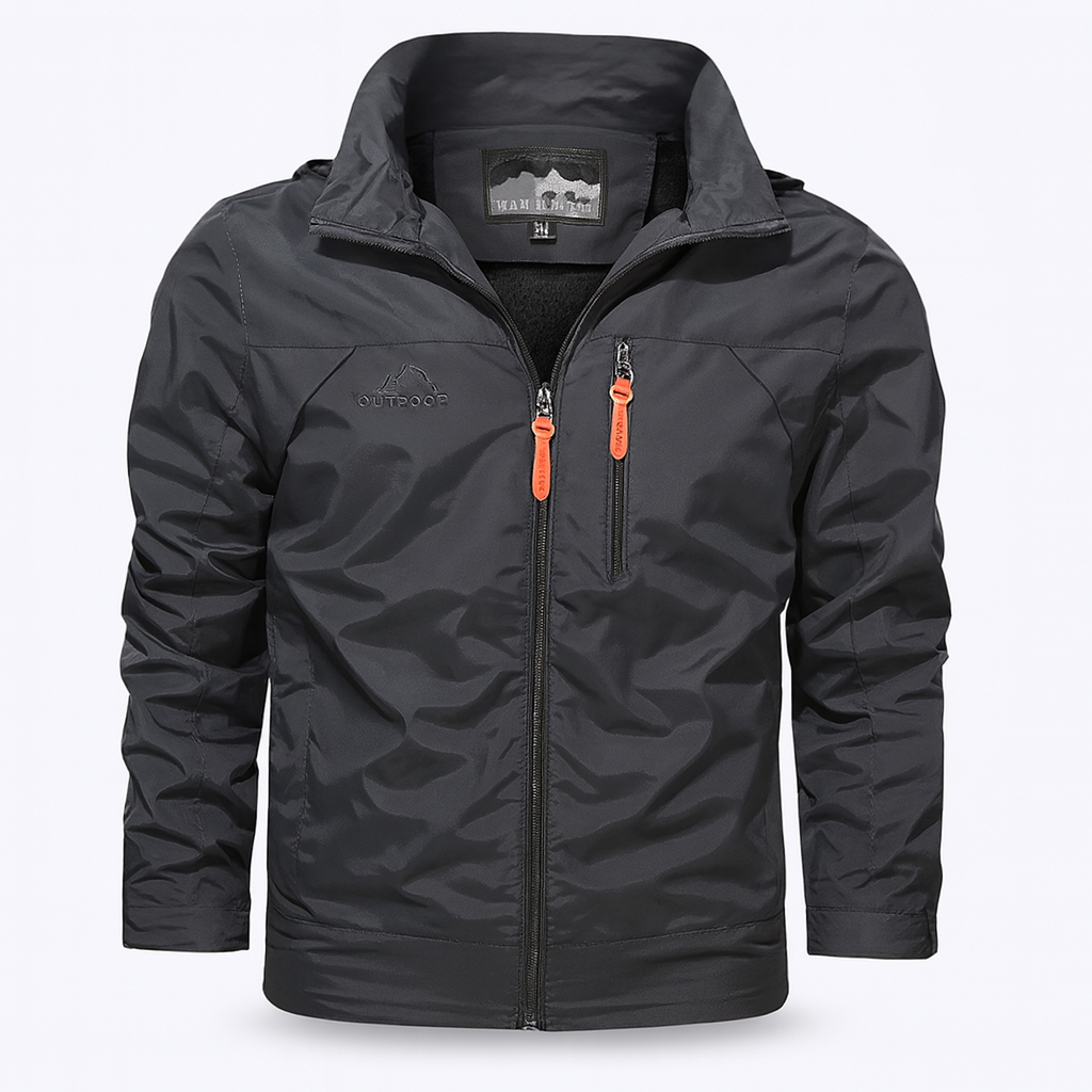 Veste d'extérieur automnale pour hommes avec couche déperlante et fermeture à glissière sportive