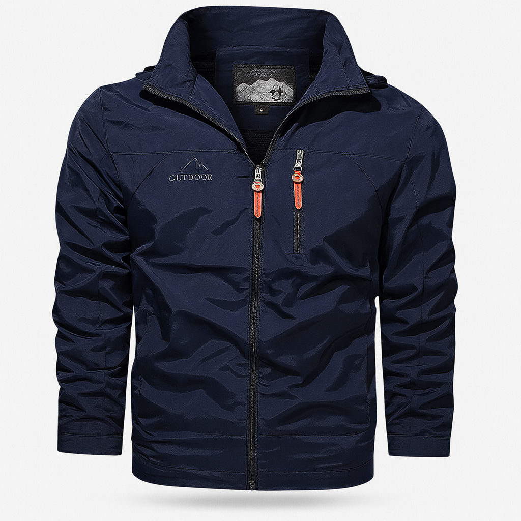 Veste d'extérieur automnale pour hommes avec couche déperlante et fermeture à glissière sportive