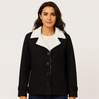Veste d'hiver chaude doublée avec revers crantés pour femme