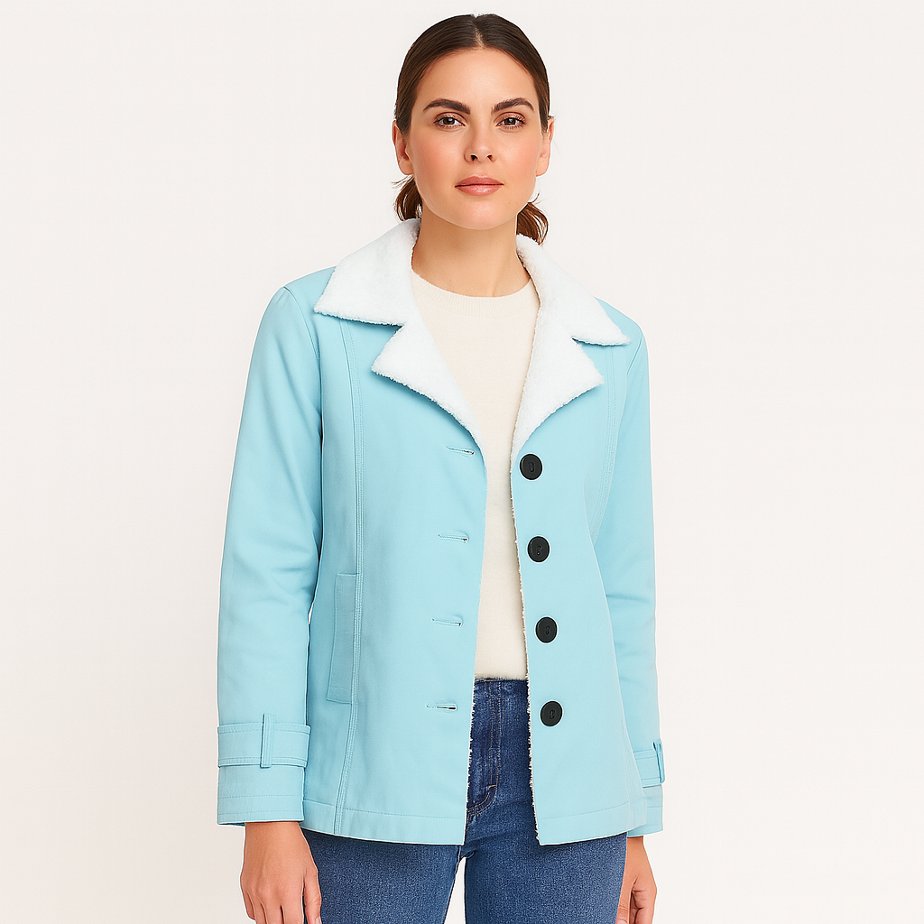 Veste d'hiver chaude doublée avec revers crantés pour femme
