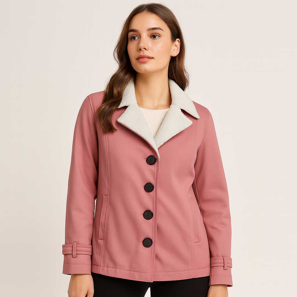 Veste d'hiver chaude doublée avec revers crantés pour femme
