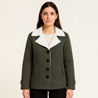 Veste d'hiver chaude doublée avec revers crantés pour femme