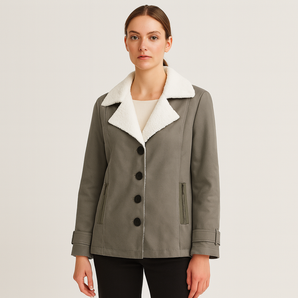 Veste d'hiver chaude doublée avec revers crantés pour femme