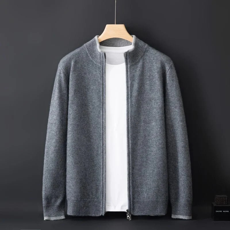 FrenchMerino - Gilet en laine pour homme avec fermeture éclair, spécial automne