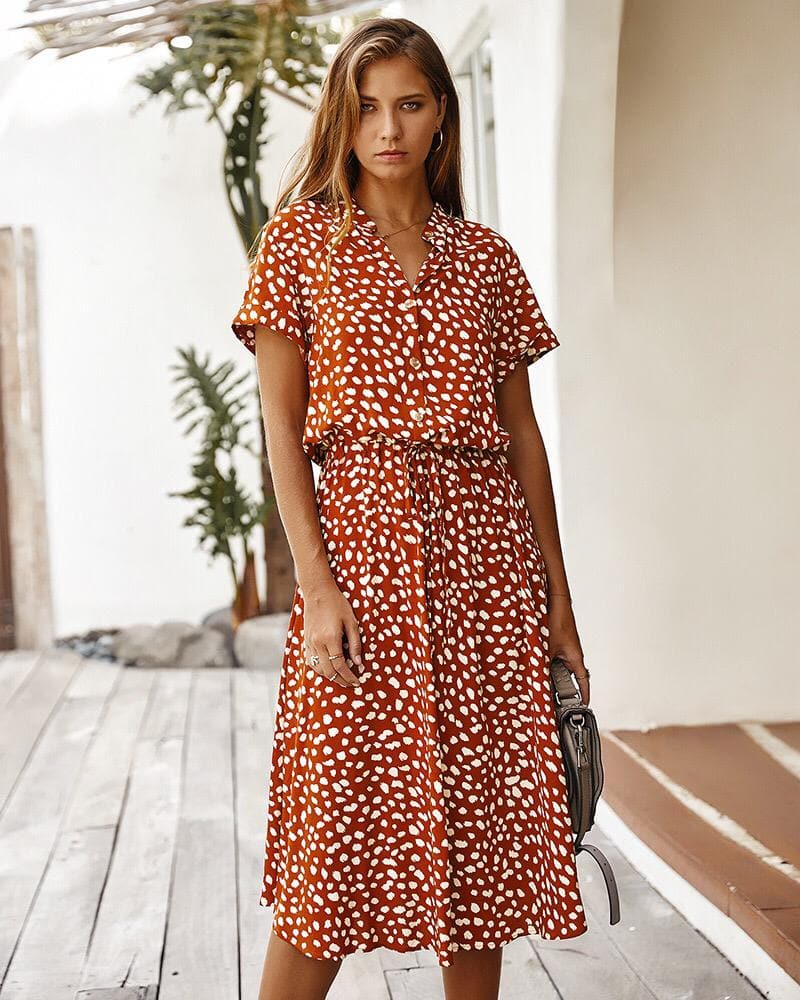 Robe élégante à imprimé léopard automnal