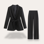 Blazer pour femme avec ceinture et pantalon à jambes larges, ensemble deux pièces