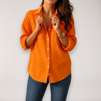 Chemise pour femme avec patte de boutonnage et manches retroussées
