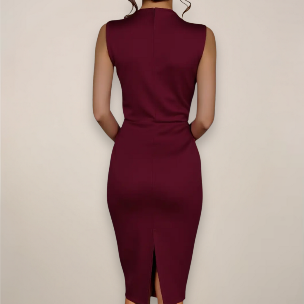 Robe fourreau midi classique sans manches pour femme
