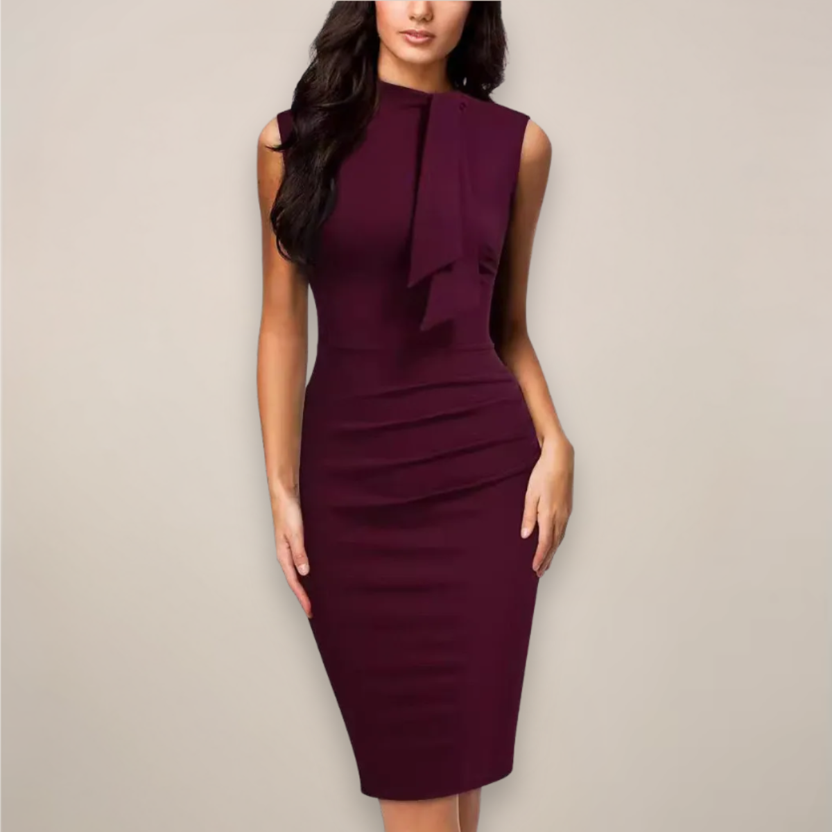 Robe fourreau midi classique sans manches pour femme