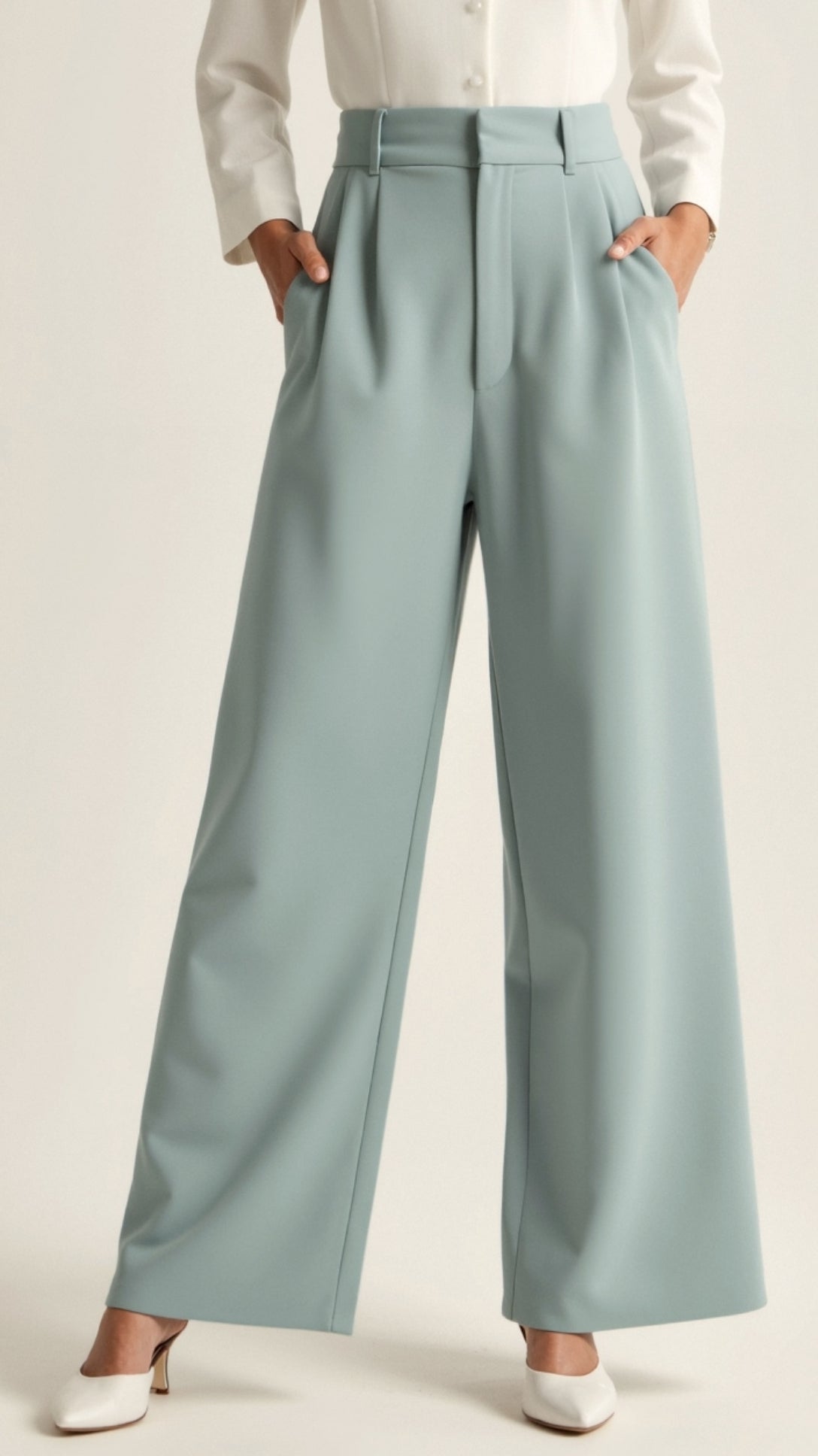 Pantalon à jambes larges pour femme avec taille haute