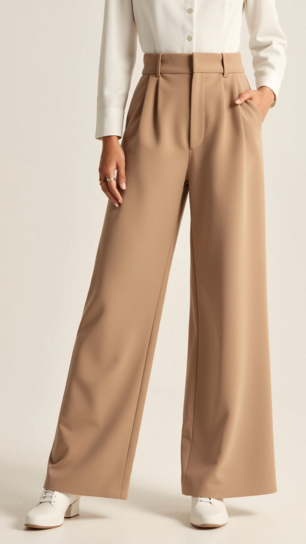 Pantalon à jambes larges pour femme avec taille haute