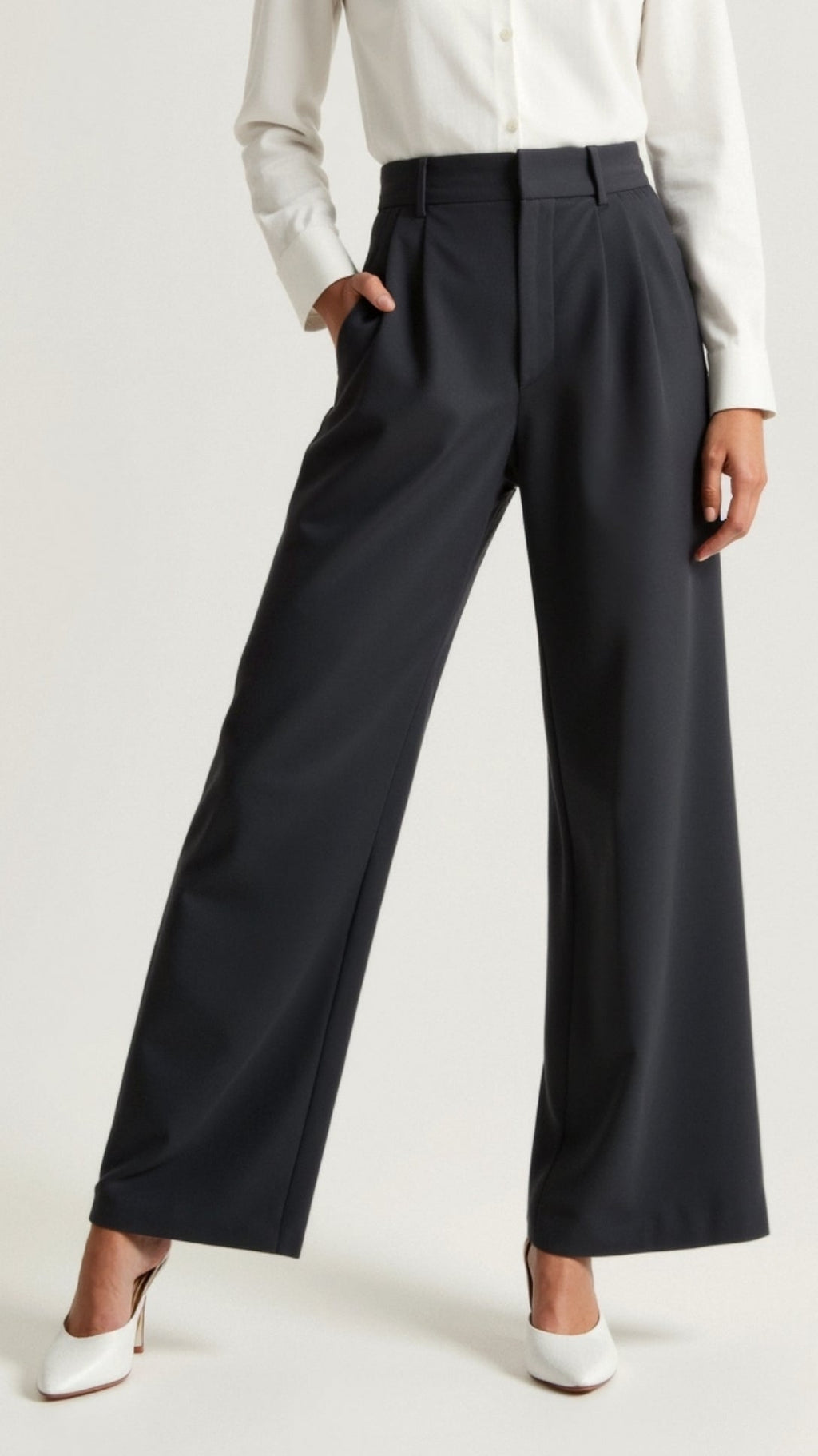Pantalon à jambes larges pour femme avec taille haute