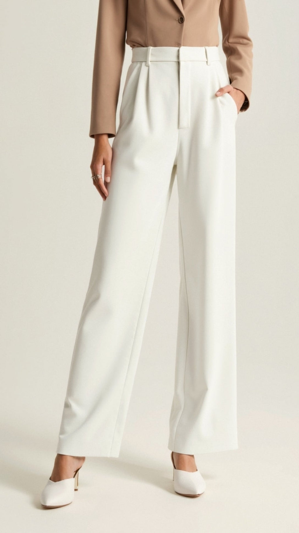 Pantalon à jambes larges pour femme avec taille haute