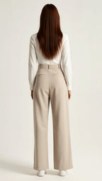 Pantalon à jambes larges pour femme avec taille haute