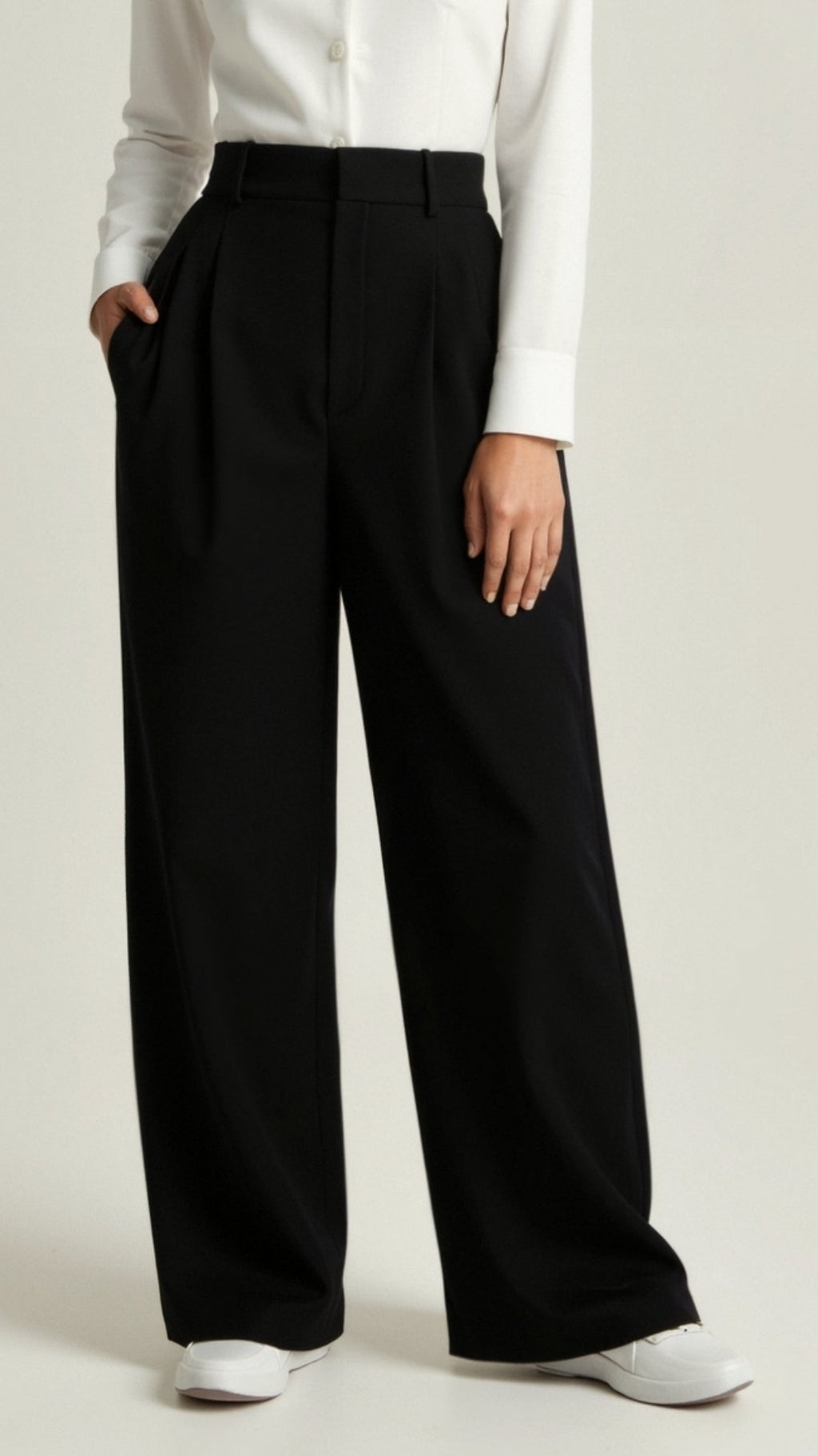 Pantalon à jambes larges pour femme avec taille haute