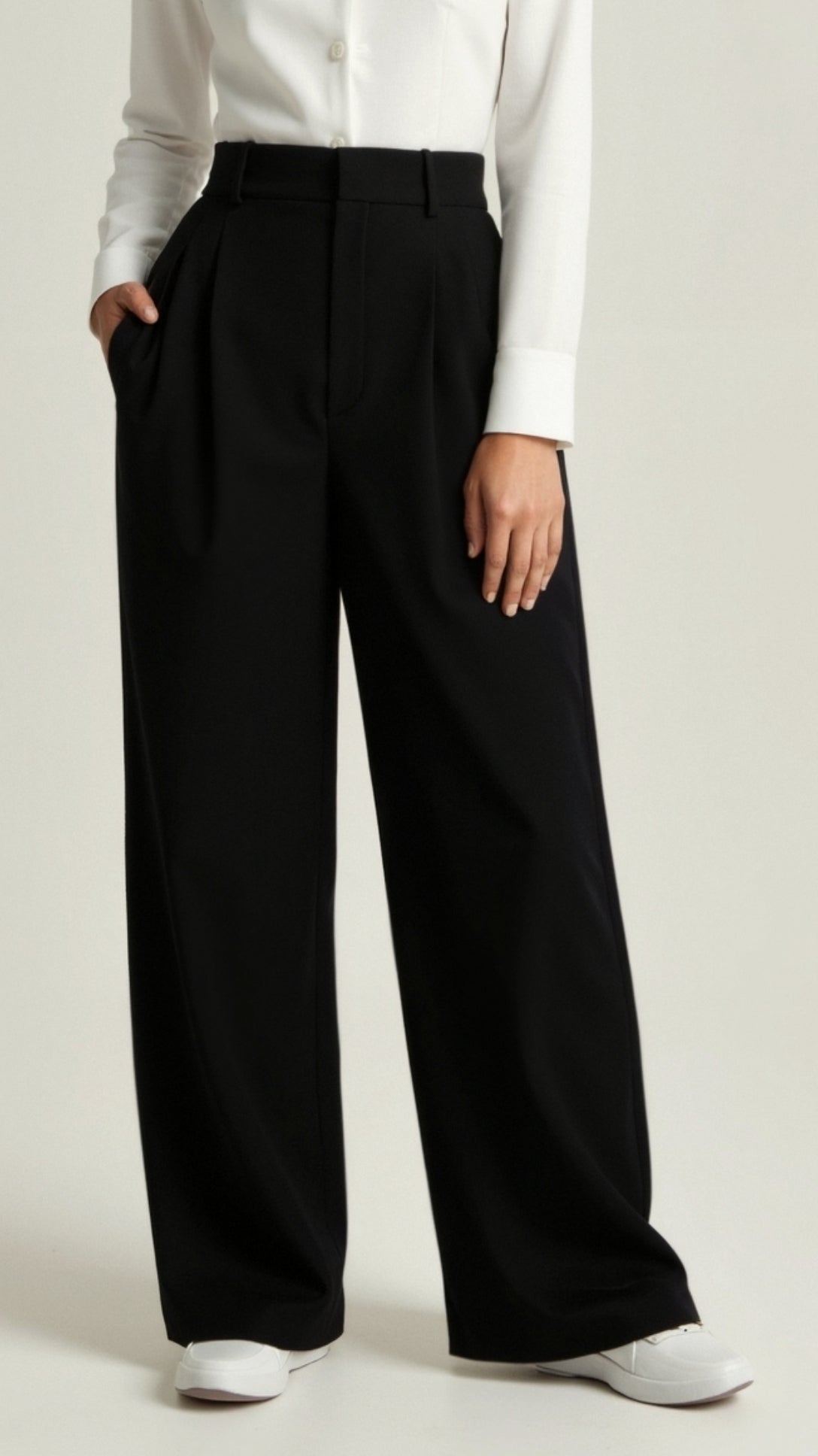 Pantalon à jambes larges pour femme avec taille haute