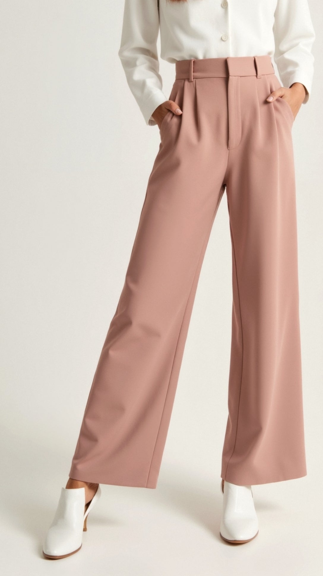 Pantalon à jambes larges pour femme avec taille haute