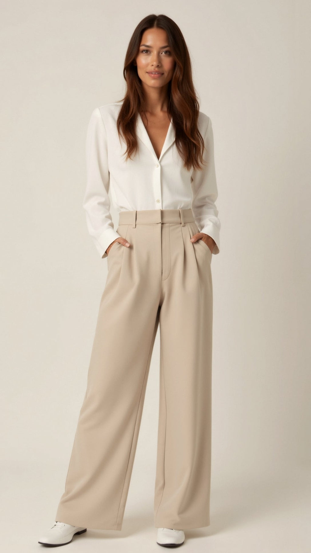 Pantalon à jambes larges pour femme avec taille haute
