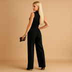 Combinaison portefeuille pour femme, coupe ajustée et jambes larges