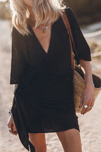 Robe portefeuille courte pour femme avec ourlet asymétrique