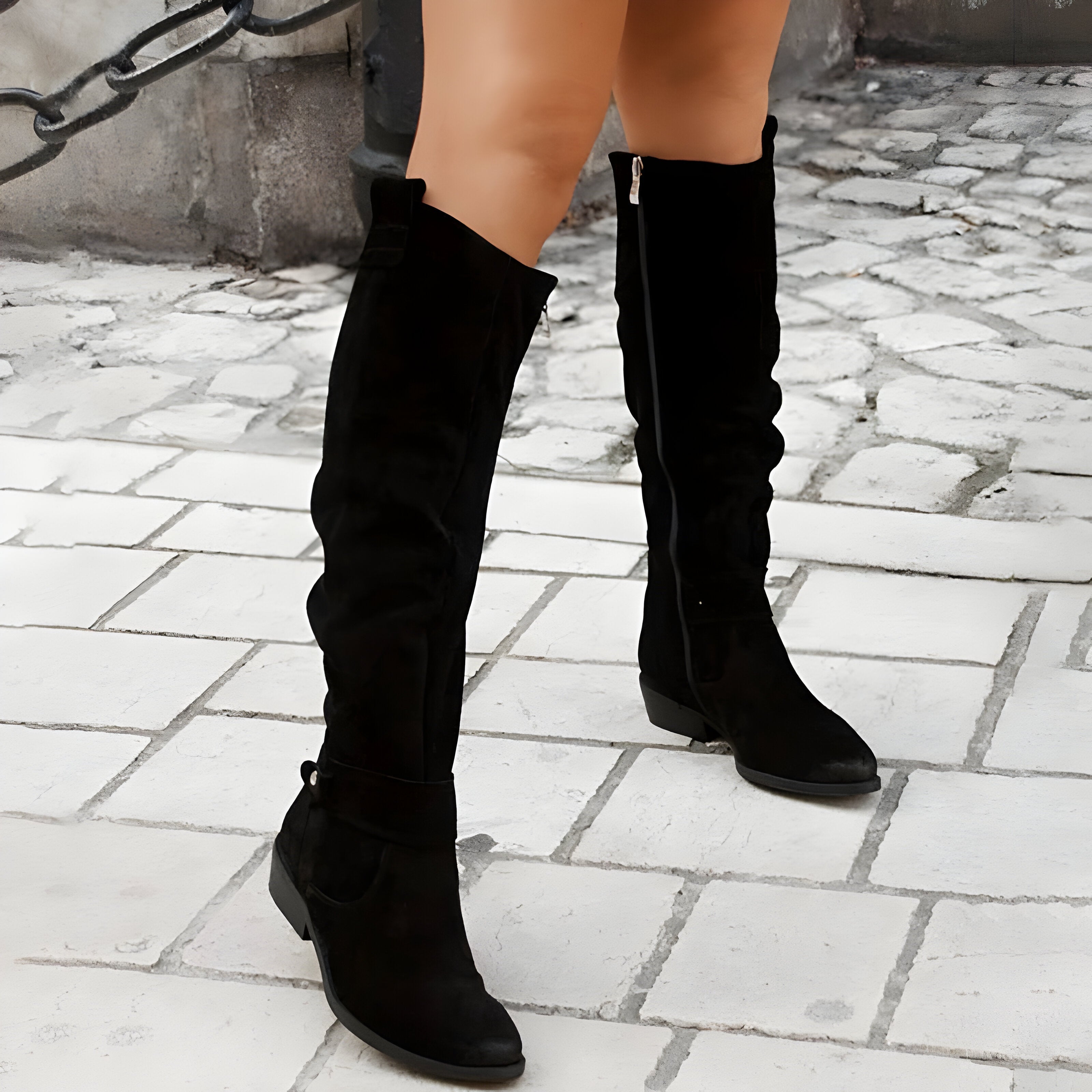Bottes classiques en cuir à hauteur du genou pour femmes