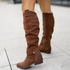 Bottes classiques en cuir à hauteur du genou pour femmes