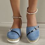 Chaussure compensée à nœud en corde de paille tressée - Chic&Shines