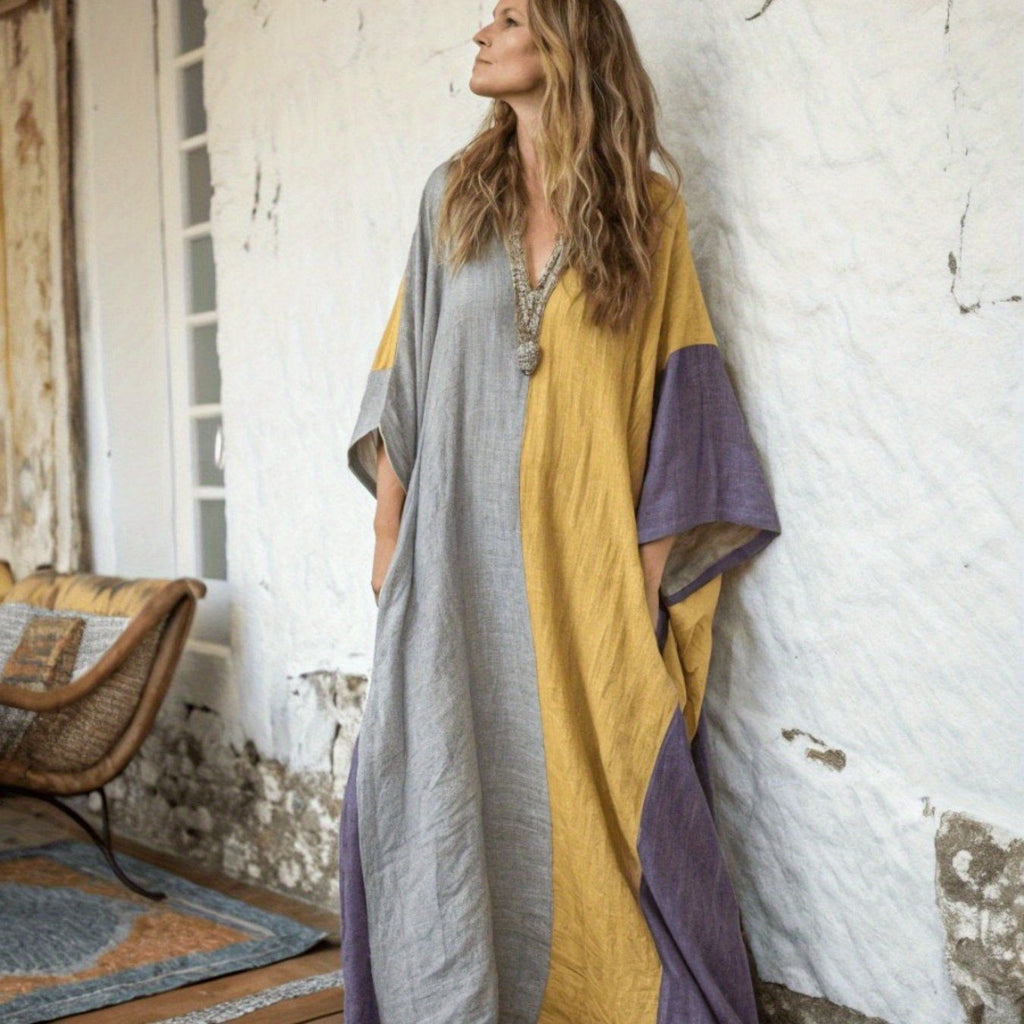 Linen and cotton color-block dress — Casual and timeless
