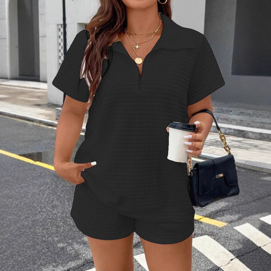 Ensemble haut et short jacquard décontracté - Chic&Shines