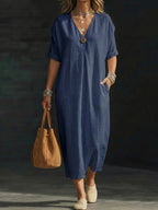 Linen and cotton wrap dress — Bohemian comfort