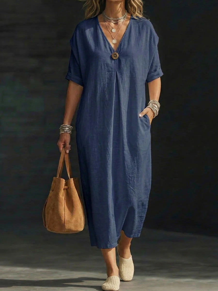 Linen and cotton wrap dress — Bohemian comfort