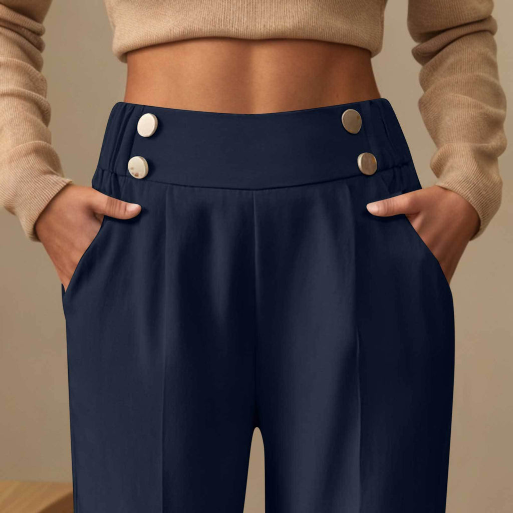 Pantalon décontracté drapé taille haute - Chic&Shines