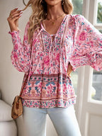 Blouse Bohème Femme en Coton Imprimé Floral