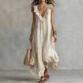 Robe longue dentelle casual fluide sans manches