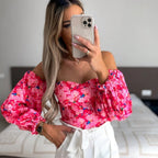 Sexy Printed Off-the-Shoulder Top