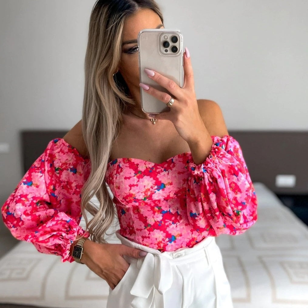 Sexy Printed Off-the-Shoulder Top