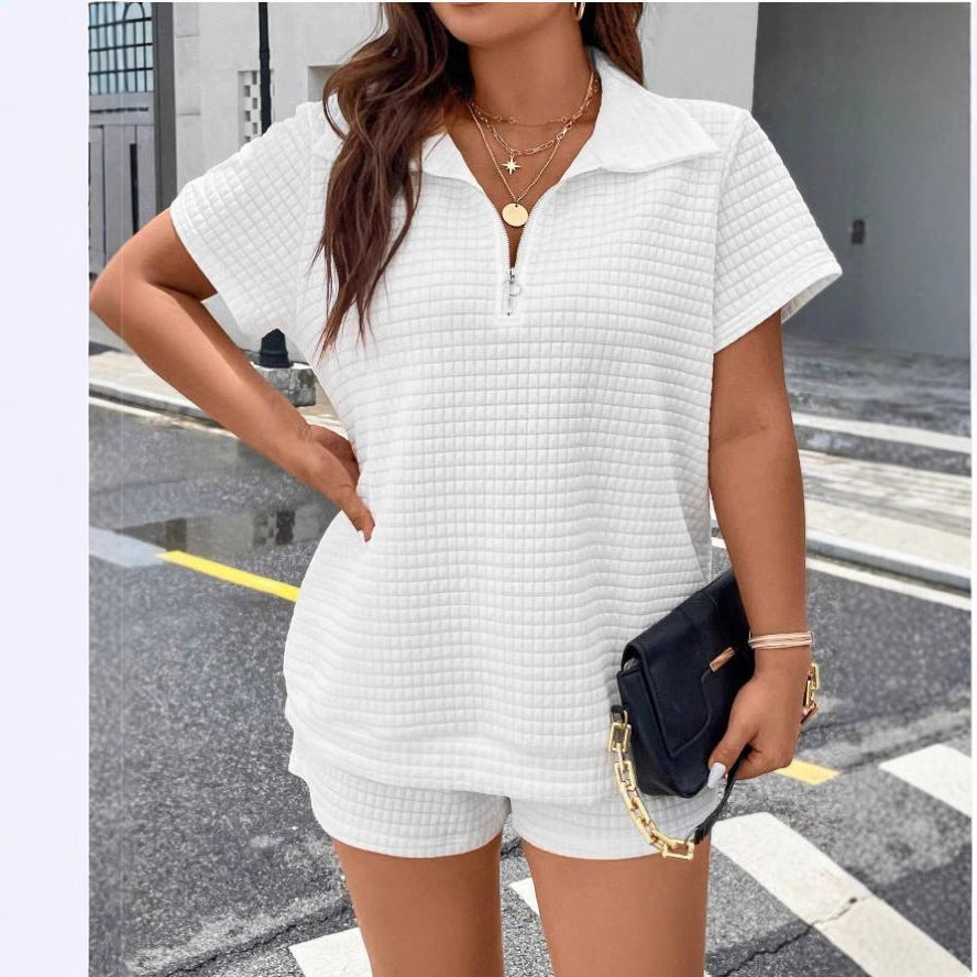 Ensemble haut et short jacquard décontracté - Chic&Shines