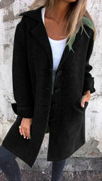 Long women's coat with a wrap closure | Elegant cotton coat for spring and autumn