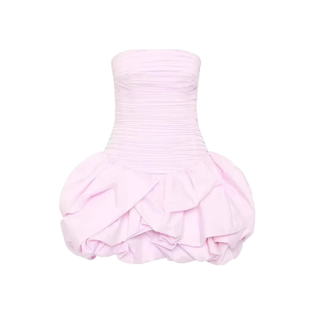 Mini-robe cache-cœur plissée à volants