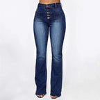 Jeans slim taille haute à bouton et bas évasé - Chic&Shines