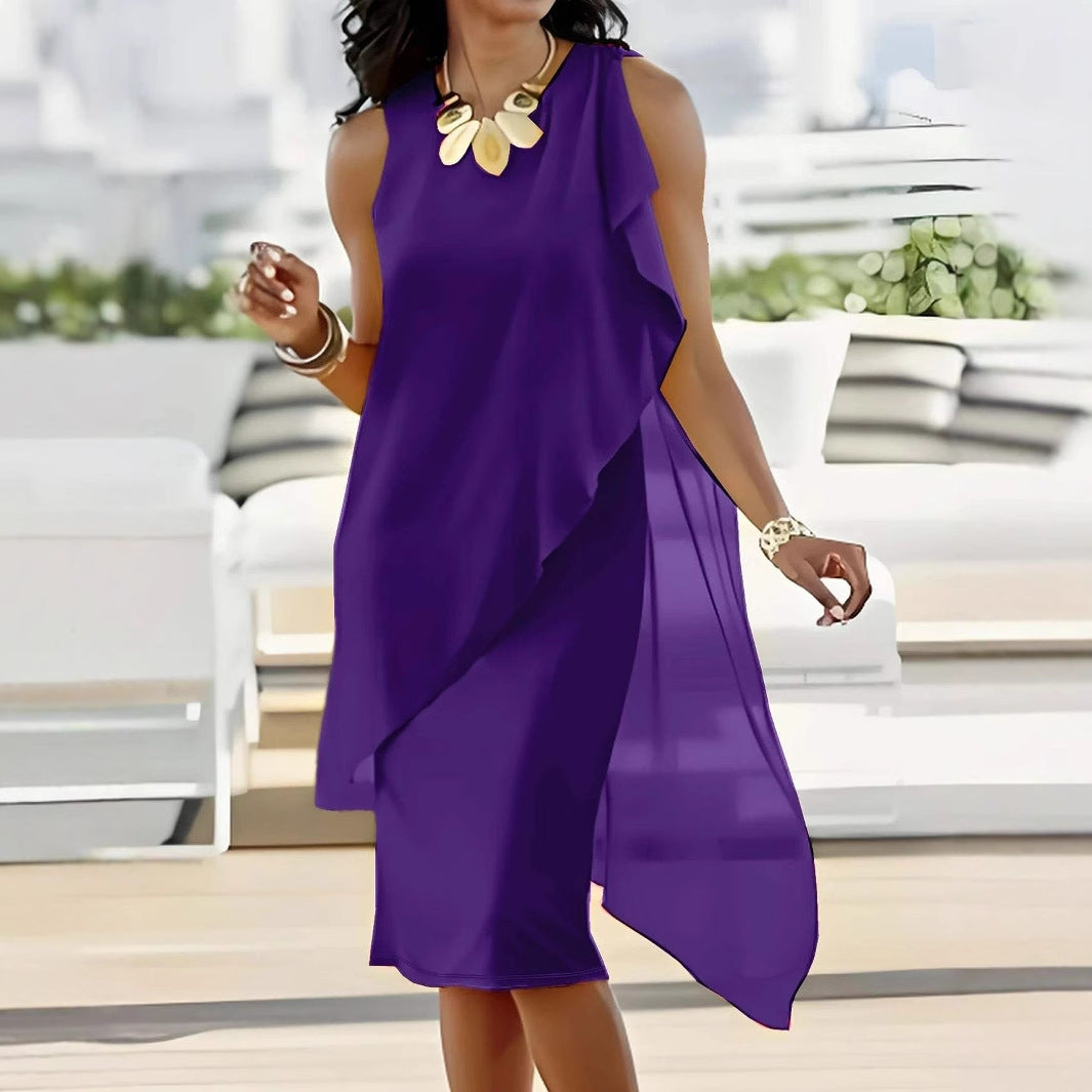Robe courte sans manches en mousseline - Chic&Shines