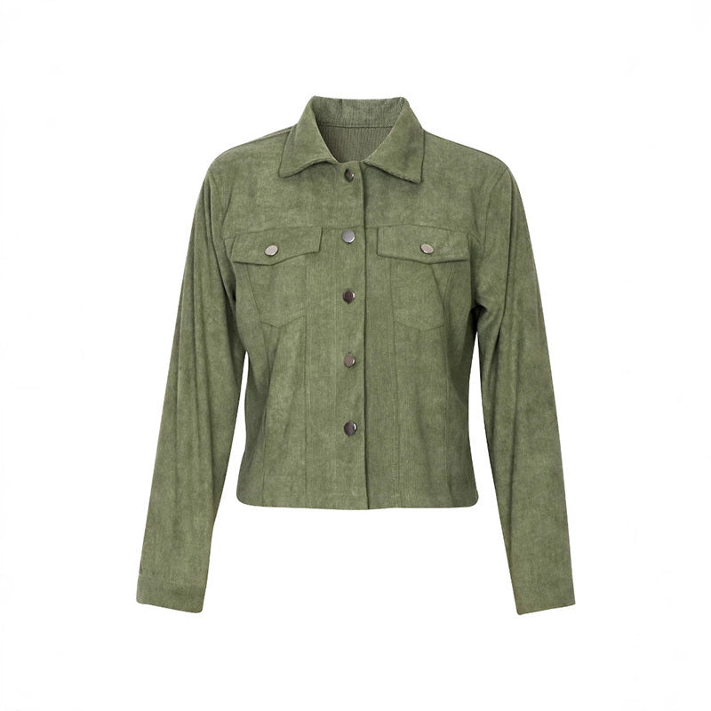 Veste boutonné avec poches manches longues en velours côtelé - Chic&Shines