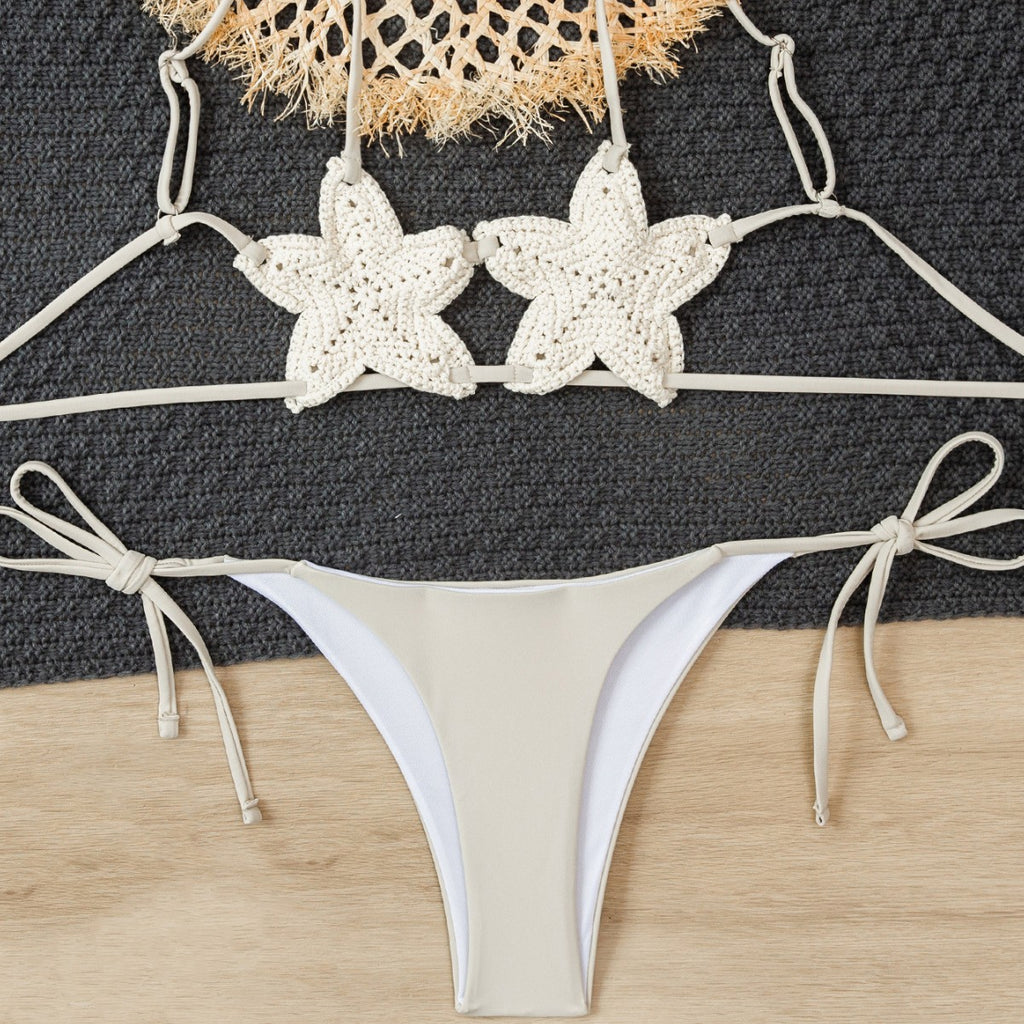 Francesca — Apricot open-knit swimsuit