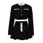 Long-sleeve shirt and mini skirt set