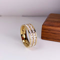 Bague simple et double rangée de diamants en acier titane - Chic&Shines