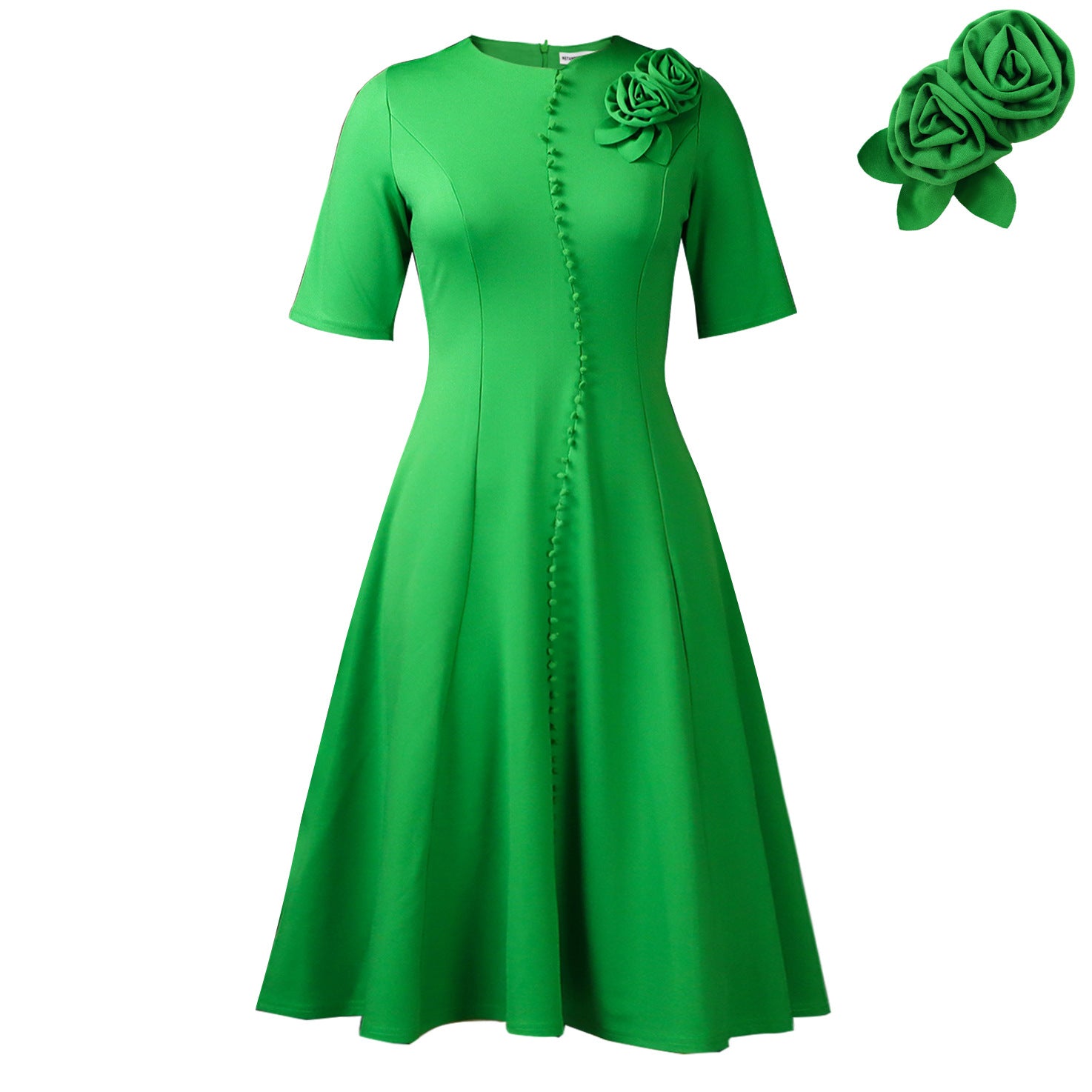 Robe midi col rond élégante - Design épuré et intemporel