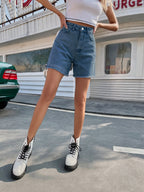 Short en jean taille haute – Coupe droite intemporelle