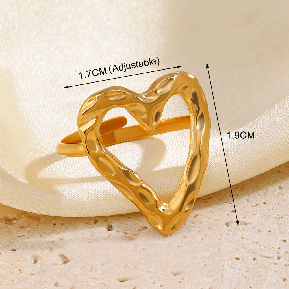 Bague coeur ajustable en acier inoxydable