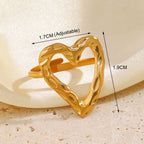 Bague coeur ajustable en acier inoxydable