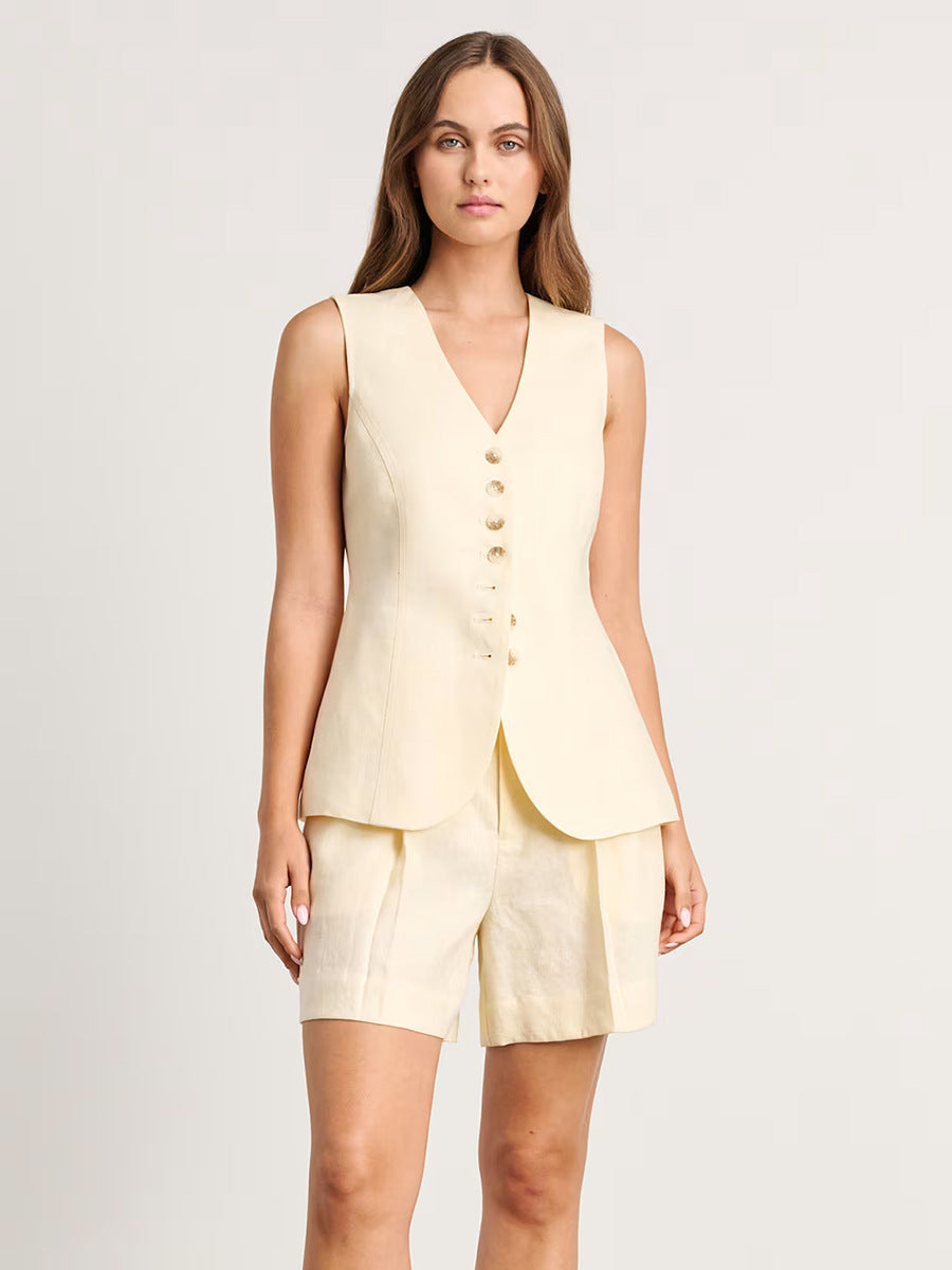 Ensemble débardeur chemise short en coton et lin - Chic&Shines